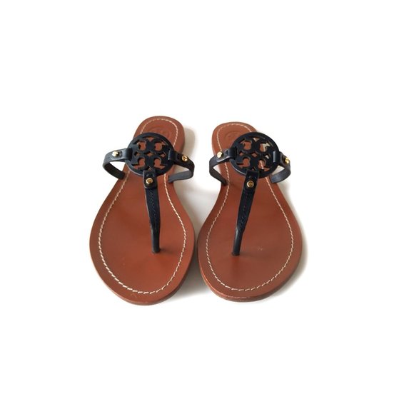 TORY BURCH 9 Black Mini Miller Thong Sandals *LOVELY* - Picture 1 of 9
